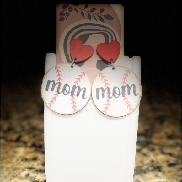 BASEBALL MOM / SOFTBALL MOM EARRINGS. DANGLE - Picture 2 of 2